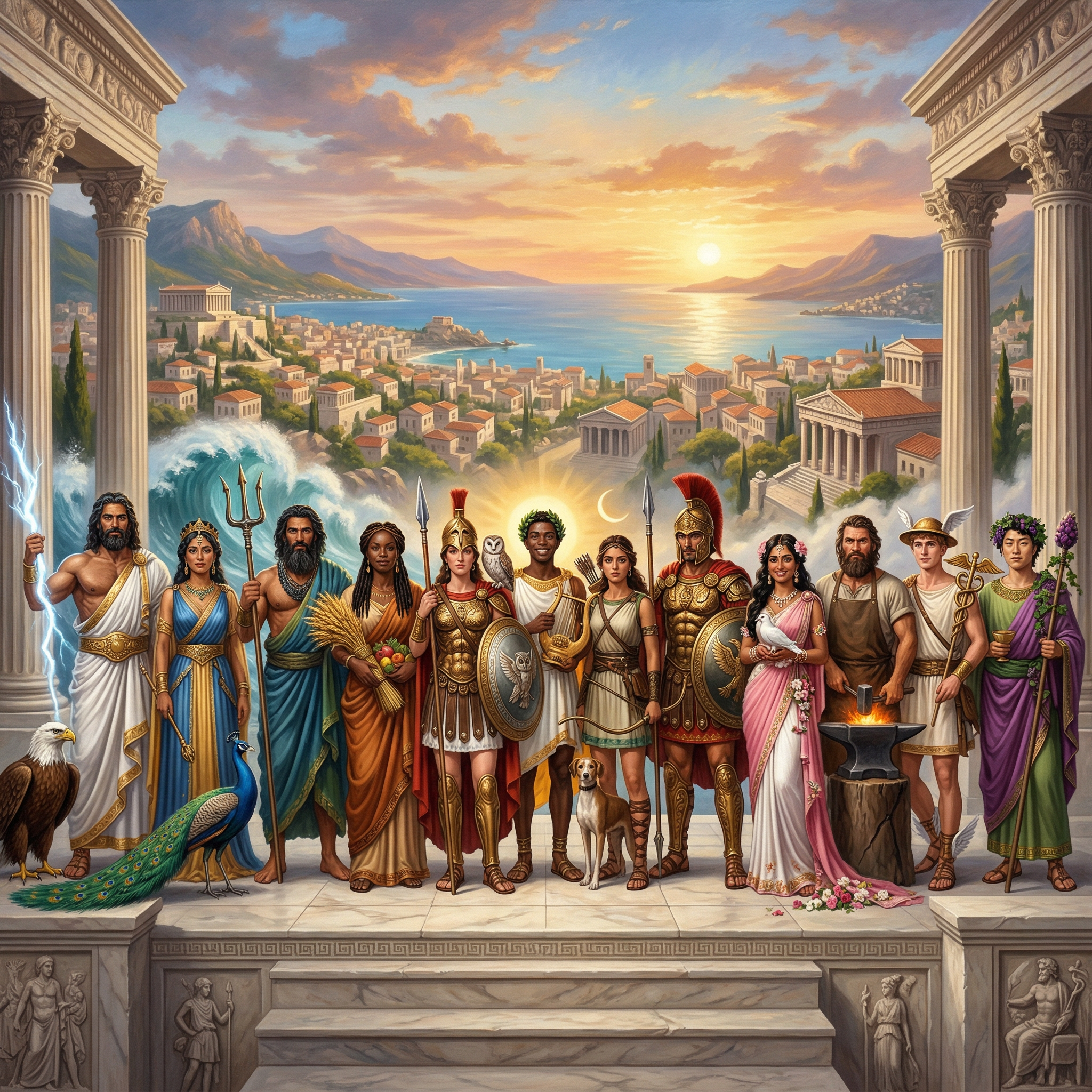 Diverse Representations of the Twelve Olympians | AI Art Generator