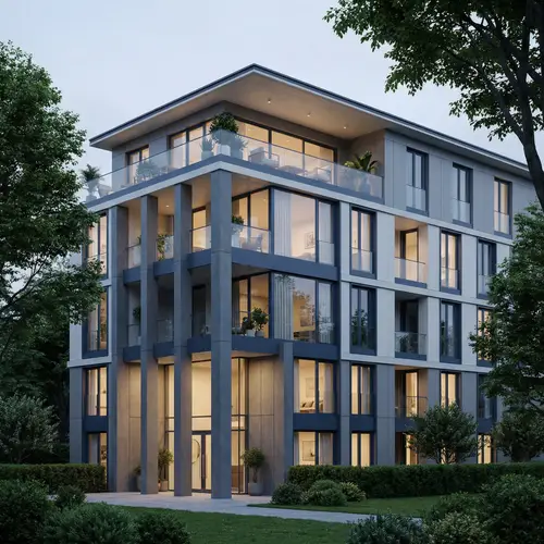 Modern 4 Storey Residential Building with Terrace