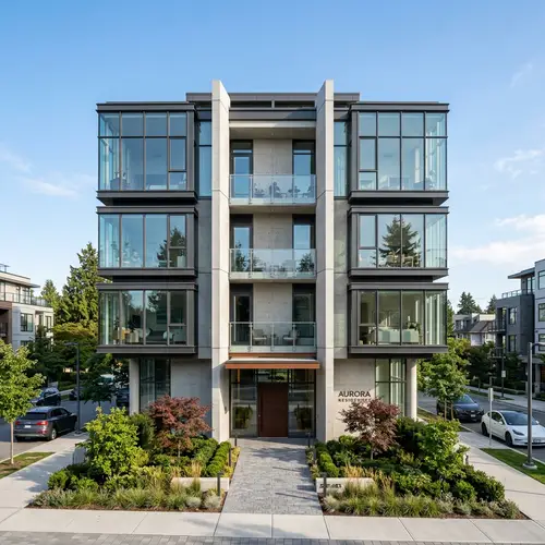 Modern 4-Storey Residential Building with Bay Windows
