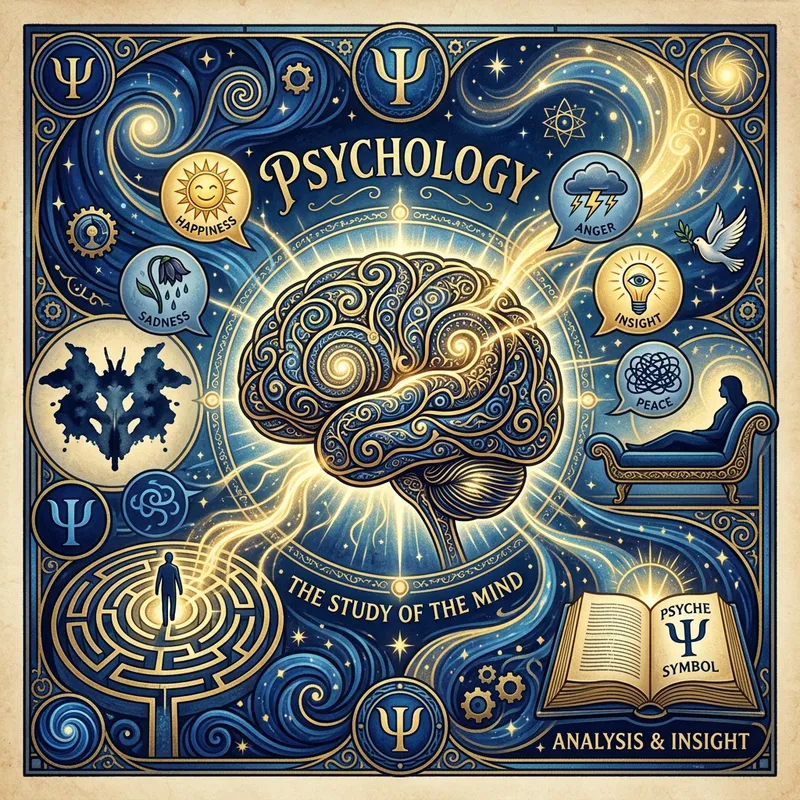 Psychology in Blue and Gold: Intricate Human Brain Design