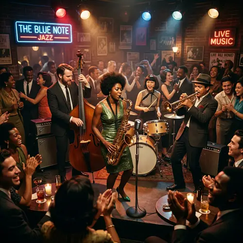 1966 Jazz Music Scene: Lively Night Club with Multiracial Band