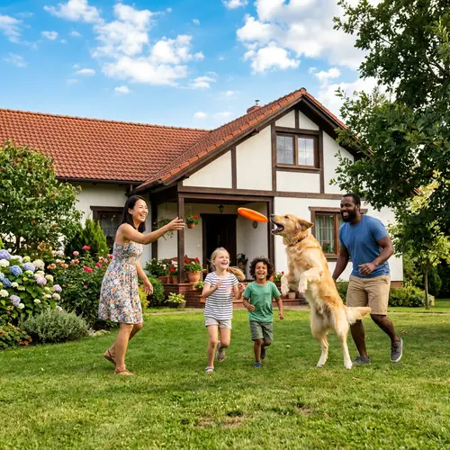 Happy Family Playing Outside Home | Joyful Multicultural Scene