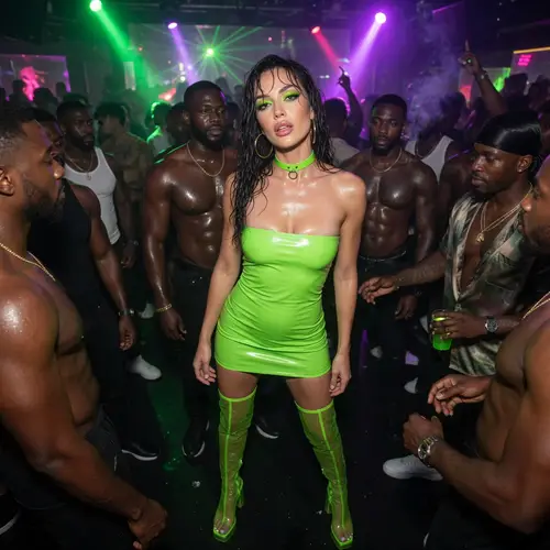 Brooke Monk in Neon Green Nightclub Look