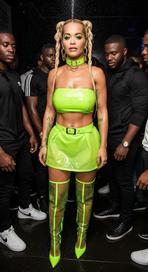 Rita Ora's Neon Nightclub Look - Style & Vibes