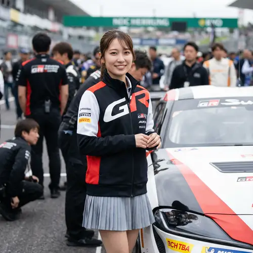 Charming Japanese Race Queen by Racing Car - 2024