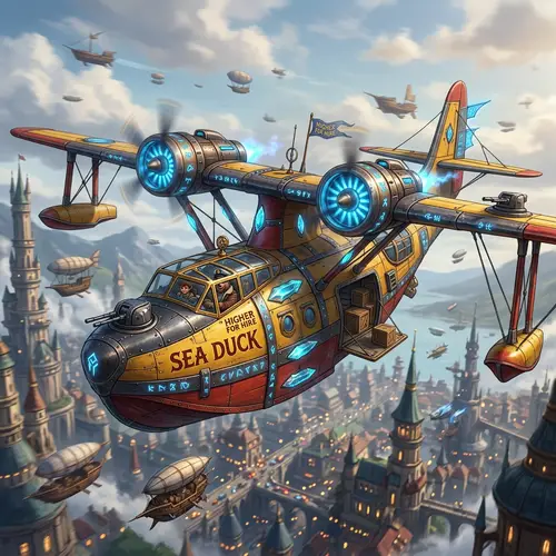 Eberron Airship Inspired by Sea Duck Airplane