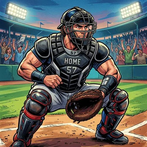 Professional Baseball Catcher Illustration | Physically Impressive Player