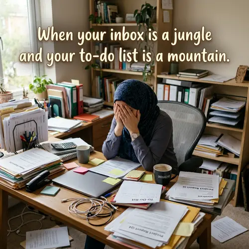 Overwhelmed at Desk: Conquer Inbox & To-Do List | Company Name