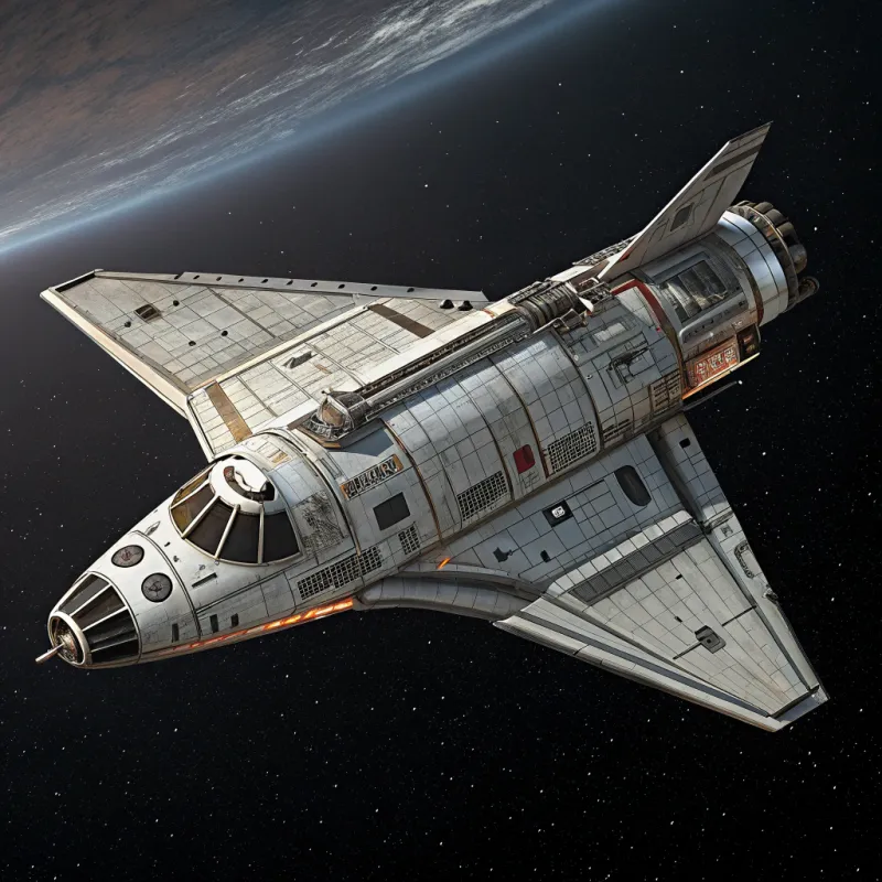 Retro Shooter Spacecraft Side Elevation View