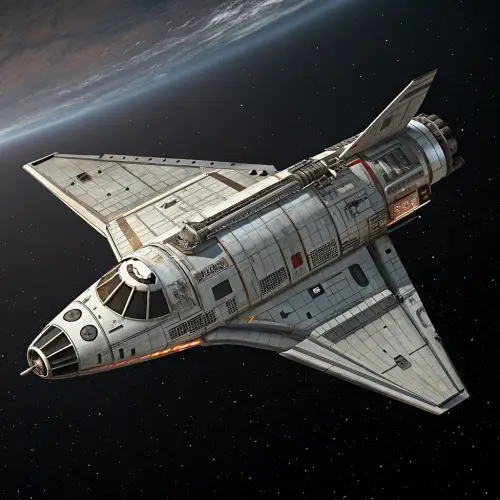 Retro Shooter Spacecraft Side Elevation View