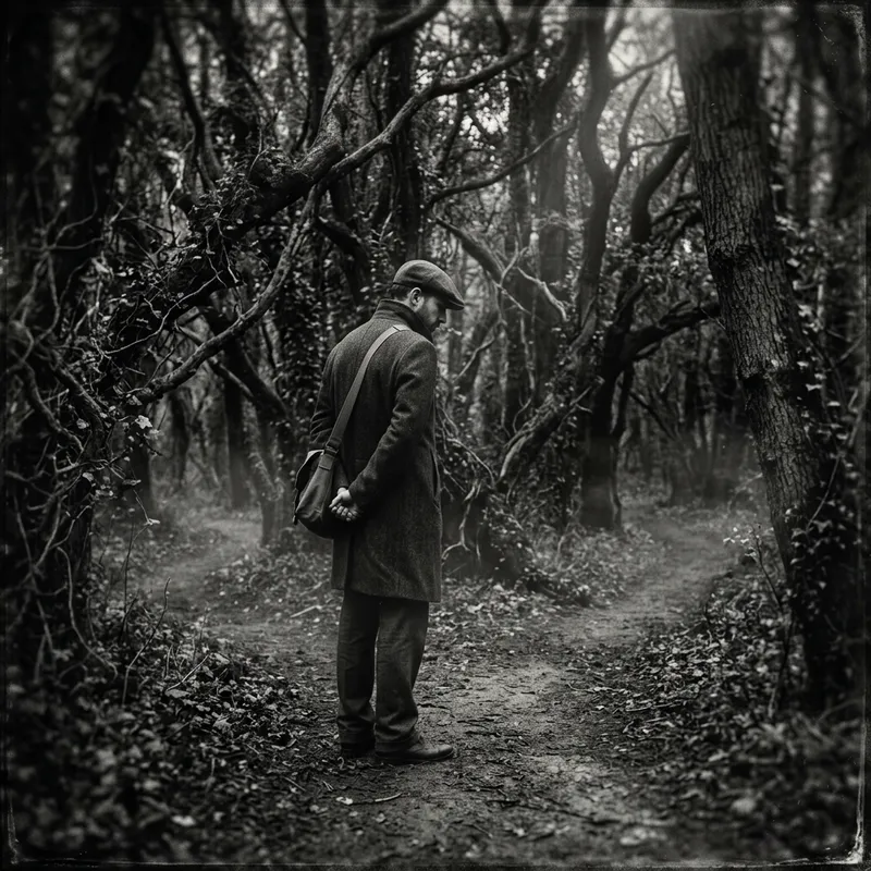Man in Enigmatic Forest: Embracing Uncertainty with Timeless Choices