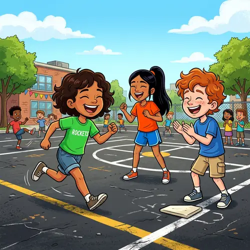 Fun Kickball Game with Diverse Kids