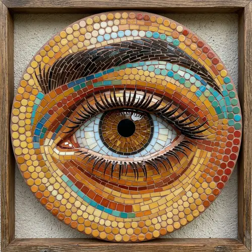 Realistic Eye Mosaic Art with Warm and Cool Colors