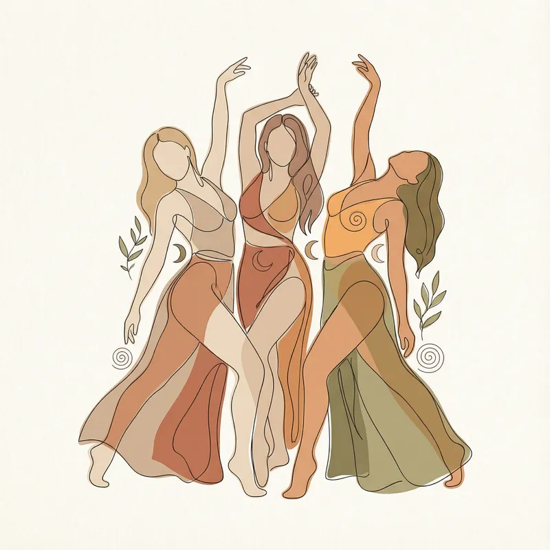 Elegant Minimalist Vector Art of Women in Dance