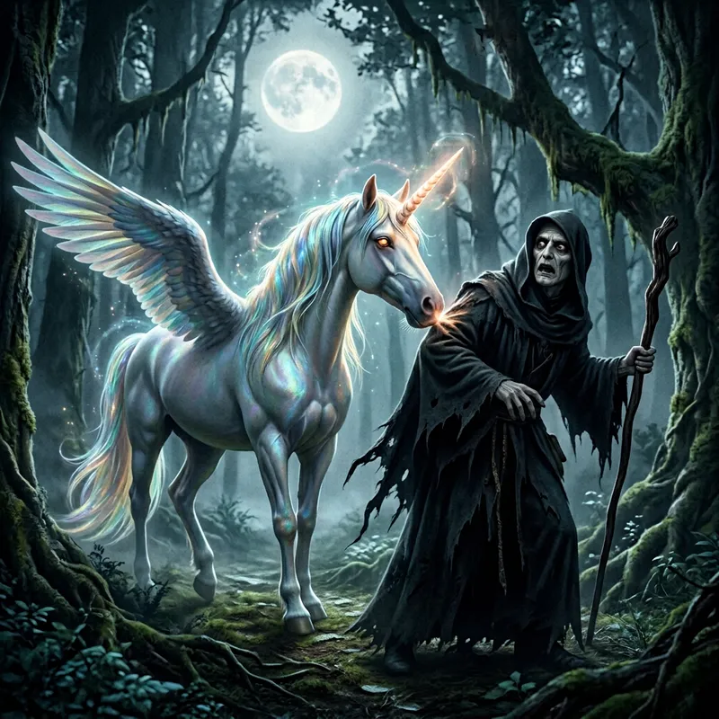 Unicorn Vs Voldemort: Magical Showdown Under Moonlight