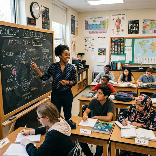 Diverse Educational Setting: Black Female Teacher Engaging Students