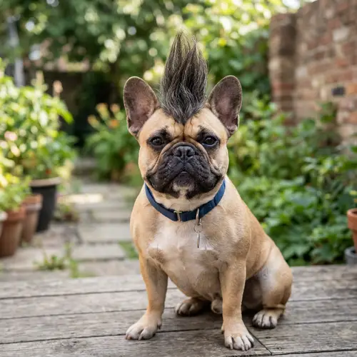 Short-Haired French Bulldog with Long Tuft of Hair
