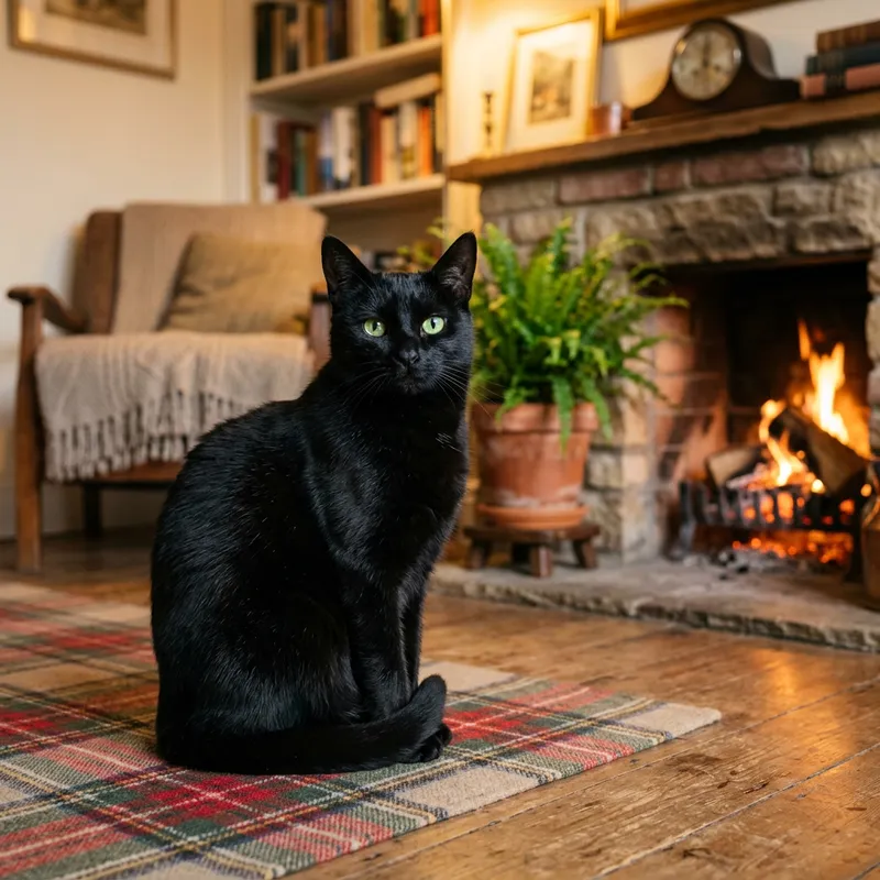 Graceful Domestic Cat with Bright Green Eyes Graceful Domestic Cat with Bright Green Eyes