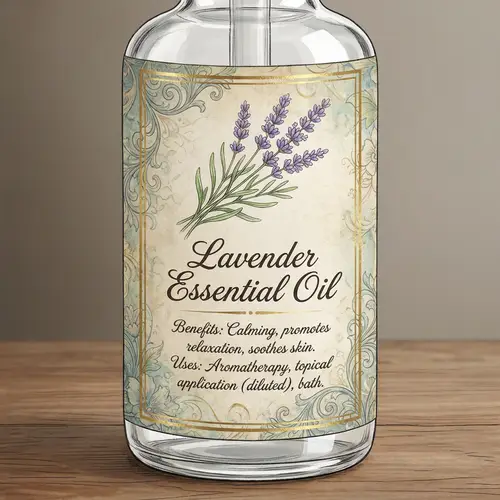 Elegant [Essential Oil] Label with Plant Illustration