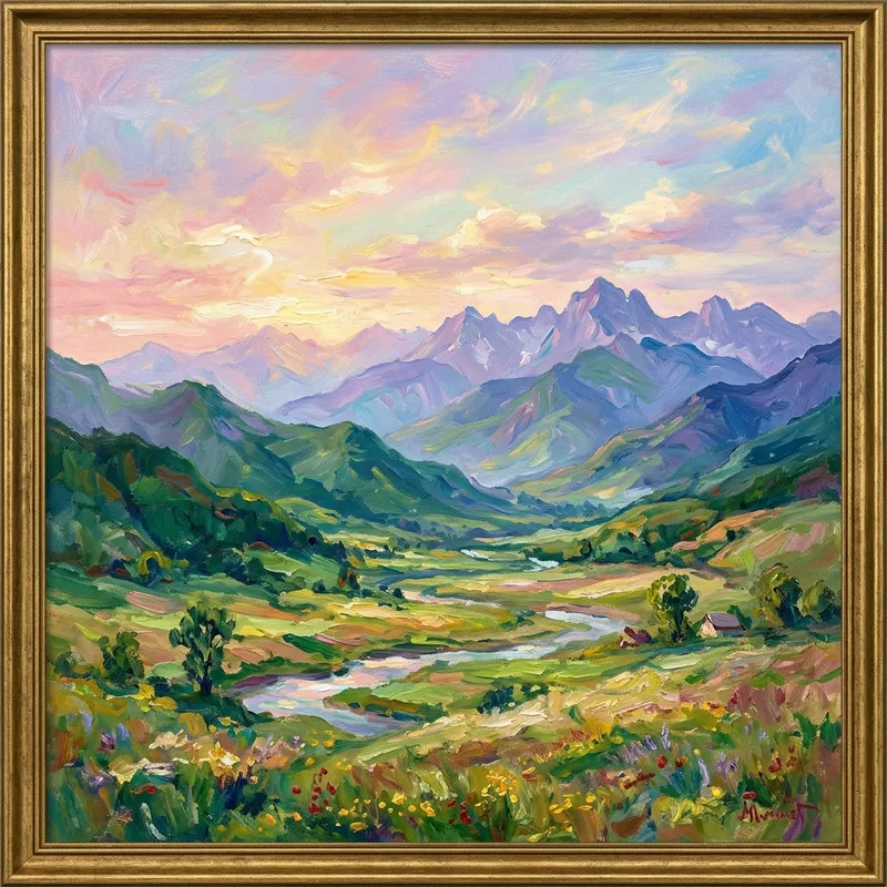 Impressionistic Mountain Landscape - Monet Inspired Art