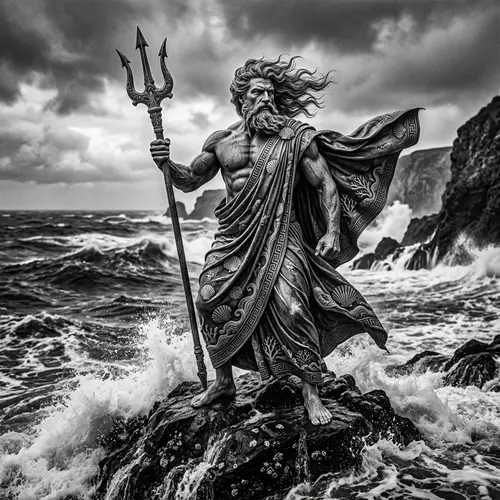 Poseidon Artistic Black and White Representation