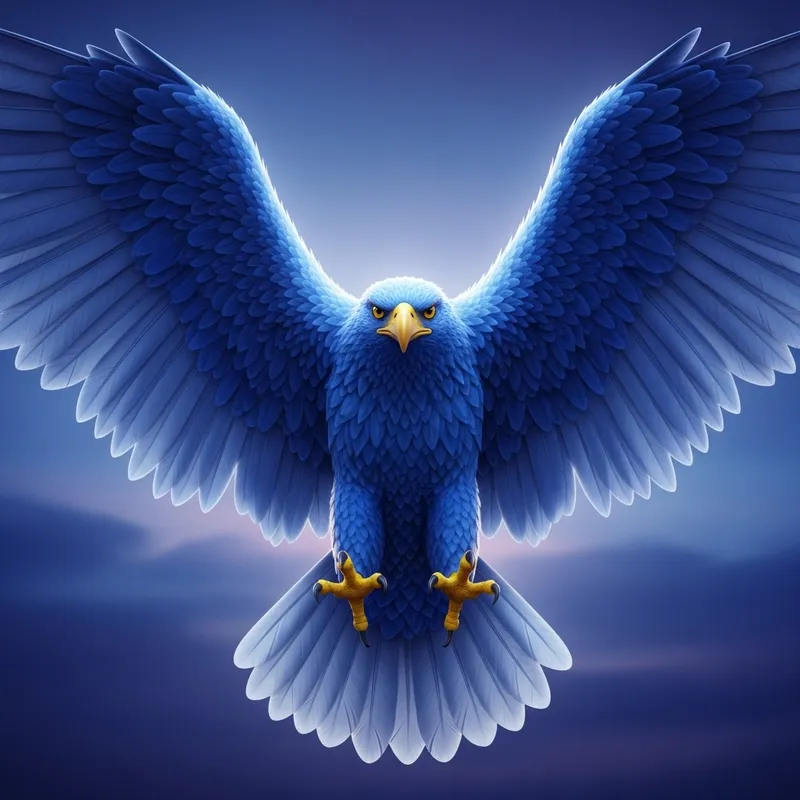 3D Blue Eagle with Open Wings - Stunning Artwork
