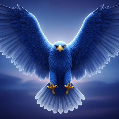3D Blue Eagle with Open Wings - Stunning Artwork