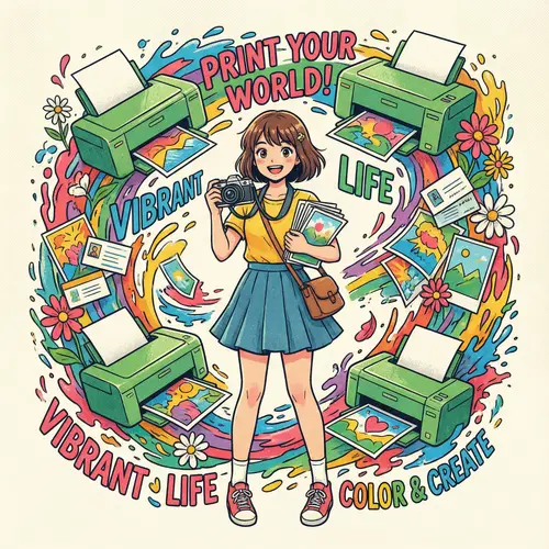 Vivid Anime Girl Poster with Printing Elements