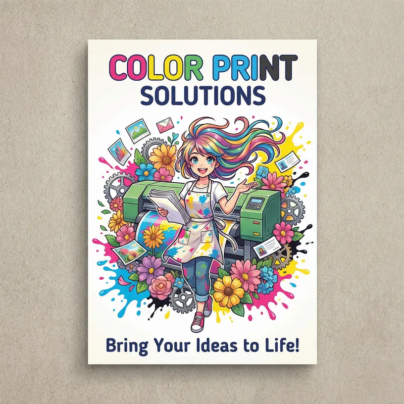 Vibrant Anime-Inspired Printing Poster with Nature Elements Vibrant Anime-Inspired Printing Poster with Nature Elements