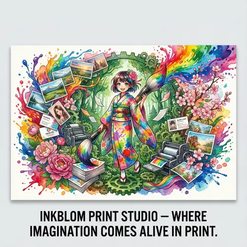 Vibrant Printing Poster with Anime-style Girl and Creativity