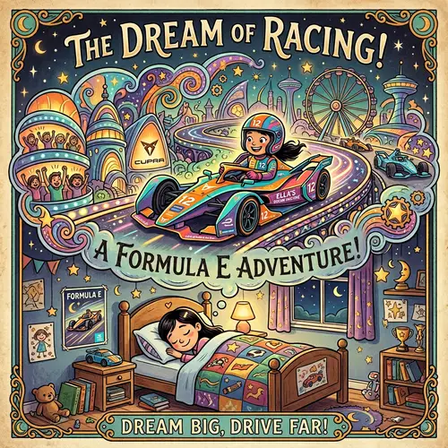 Whimsical Cartoon Poster: Dream of Becoming Formula E Driver - CUPRA