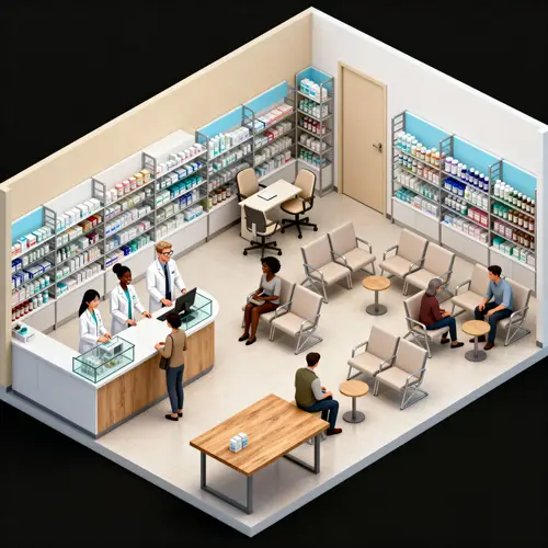 3D Blueprint of a Modern Pharmacy Layout