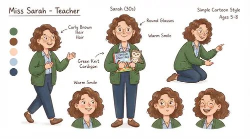 Charming Children's Book Teacher Illustration