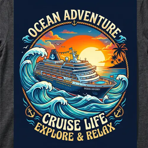Vibrant Cruise Theme T-shirt Design Illustration