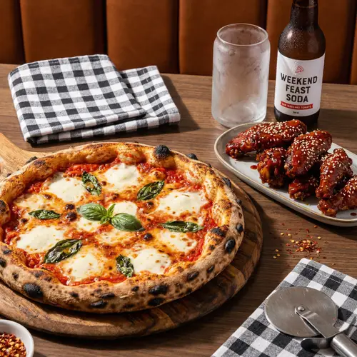 Delicious Pizza Deal with Chicken Wings & Soda | Weekend Feast