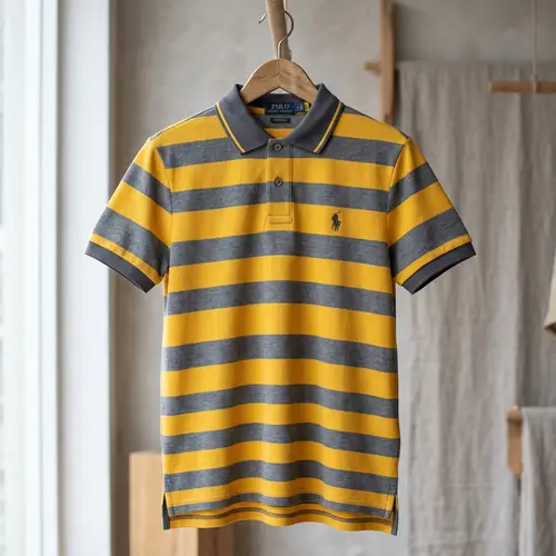 Stylish Yellow and Gray Polo Shirt