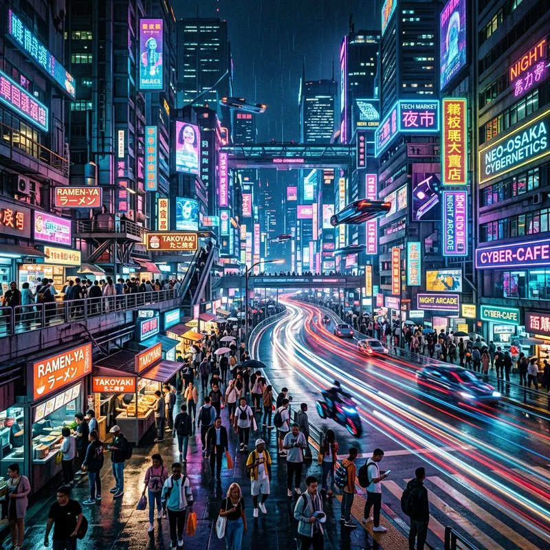 Neon Cyberpunk Cityscape at Night