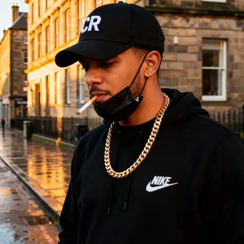 Stylish Man in Glasgow: Nike, Gold Chains & More