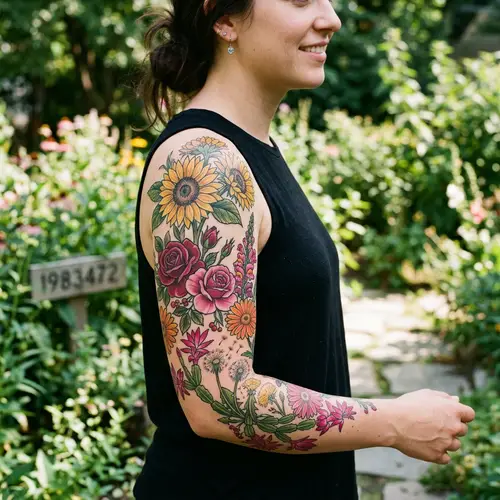 Floral Upper Arm Tattoo Sleeve Designs