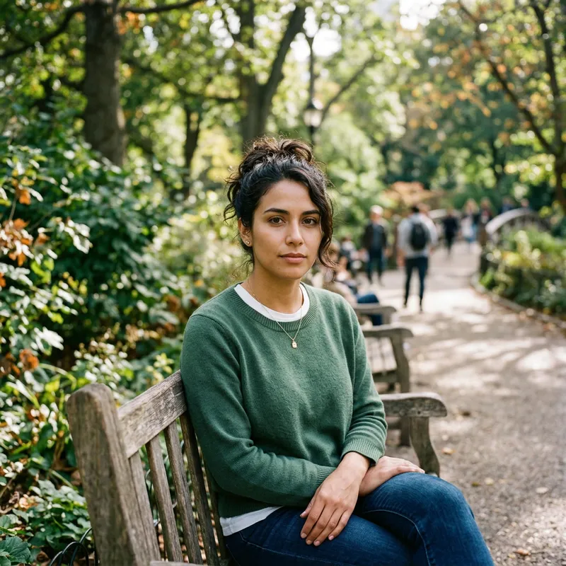 Casual Portrait of a Woman with Dark Hair and Eyes