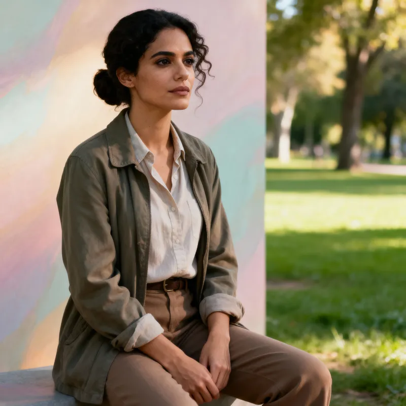 Casual Portrait of a Woman with Dark Hair and Eyes Casual Portrait of a Woman with Dark Hair and Eyes