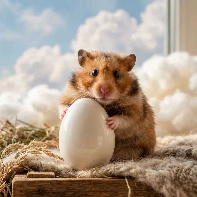 Cute Hamster Holding Shiny Egg | Cozy Atmosphere