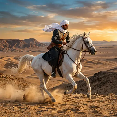 Majestic White Horse & Rider | Galloping Scene