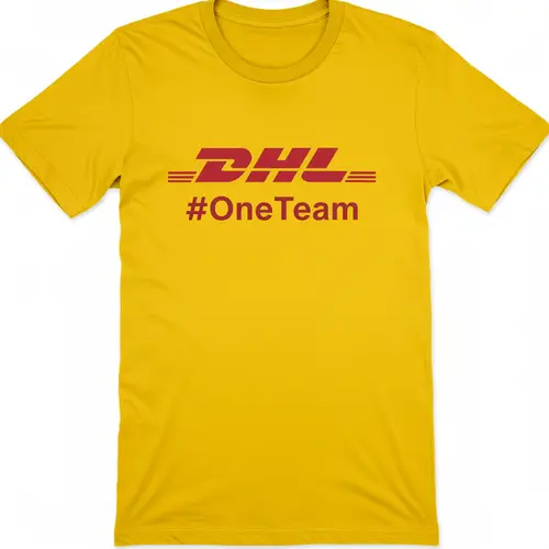 Custom Yellow DHL T-Shirt Design with #OneTeam
