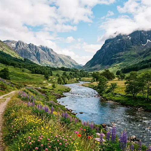 Tranquil Valley: Lush Greenery & meandering River