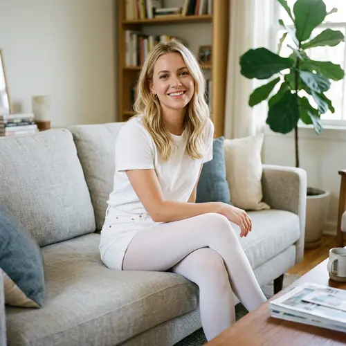 Stunning Blonde in Pristine White Outfit