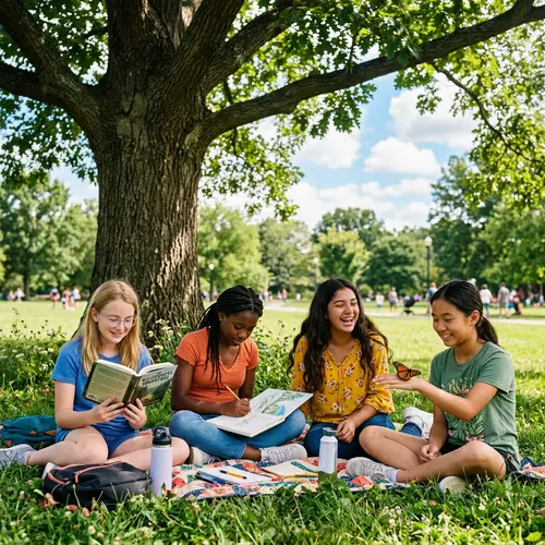 Diverse Group of Girls Enjoying Outdoor Activities