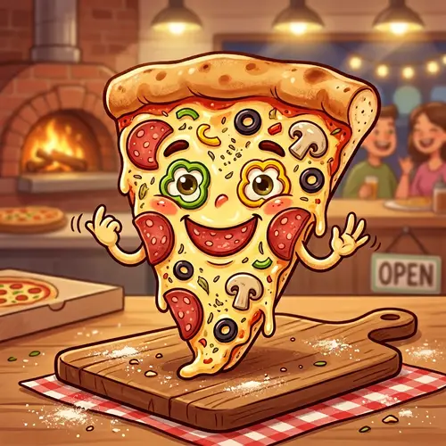Playful Cartoon Pizza | Tempting Pizza Characters for Takeout