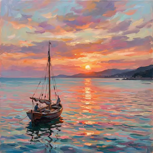 Impressionist Maritime Landscape at Sunset