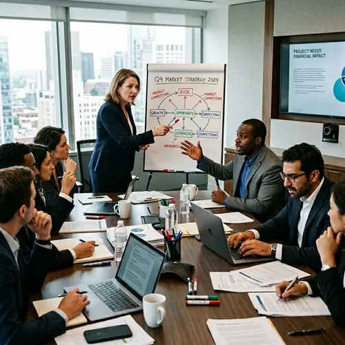 Intense Business Meeting in Well-Lit Boardroom